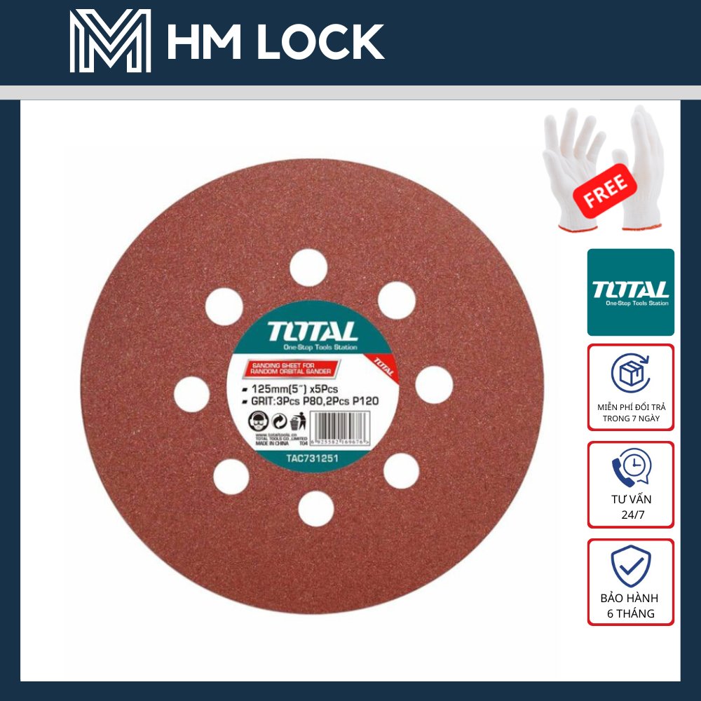 Giấy nhám tròn 125mm total - hàng chính hãng - tac731251 - hm lock