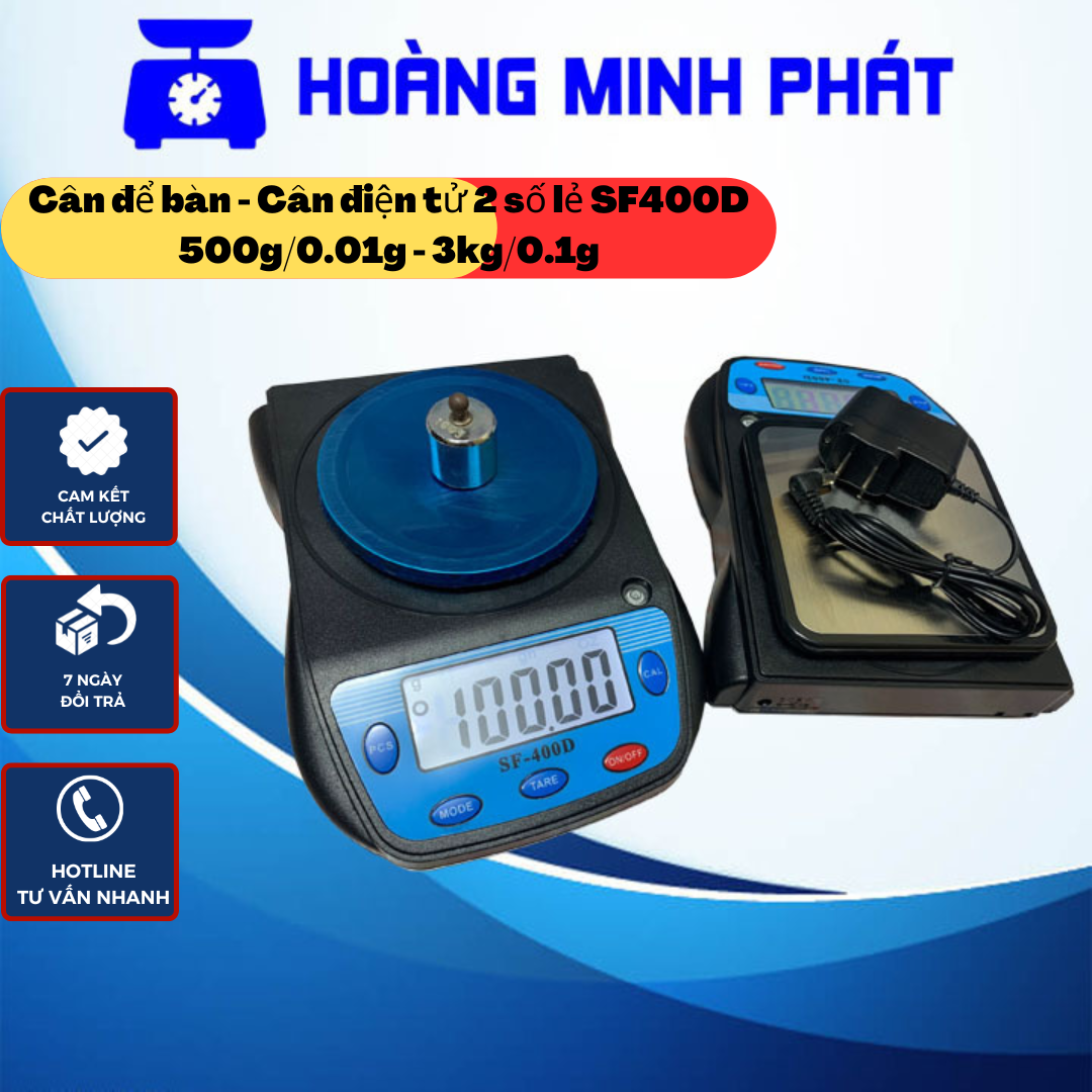 Cân tiểu ly nhà bếp, cân điện tử 2 số lẻ, cân để bàn sf-400d 500g x 0,01g, 3000g x 0,1g