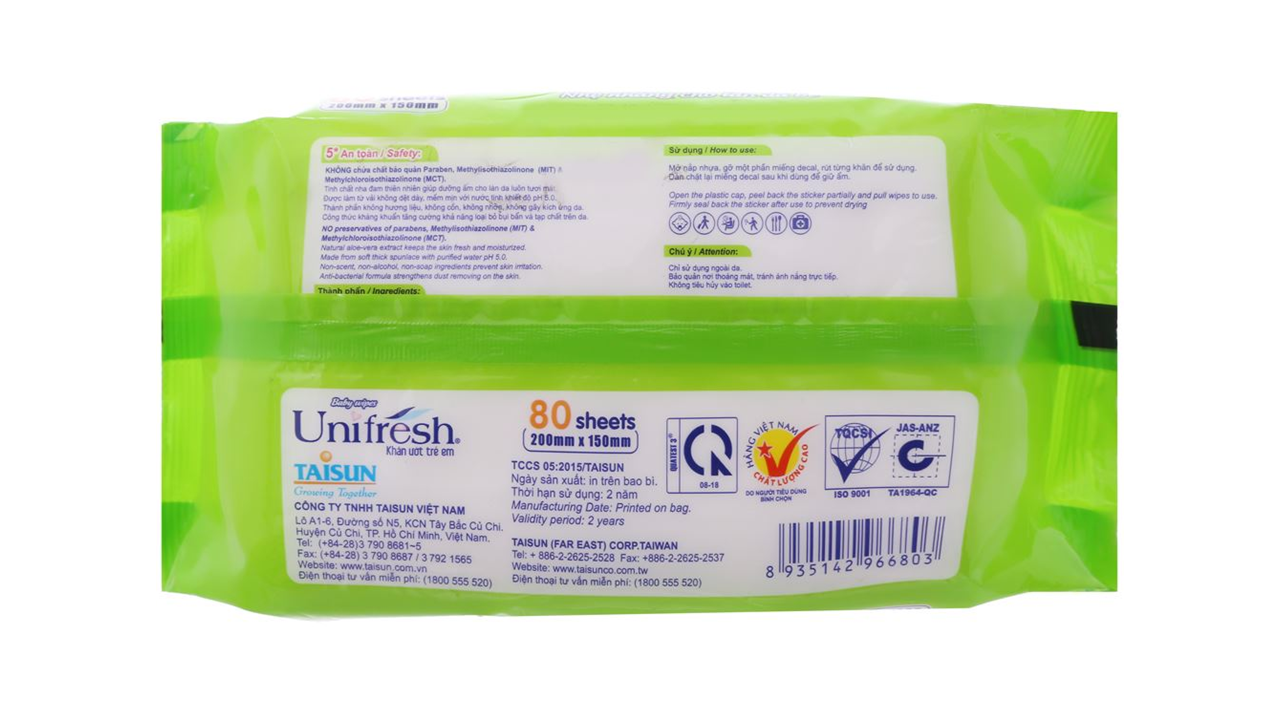 Khăn ướt Unifresh Aloevera (80 MIẾNG)