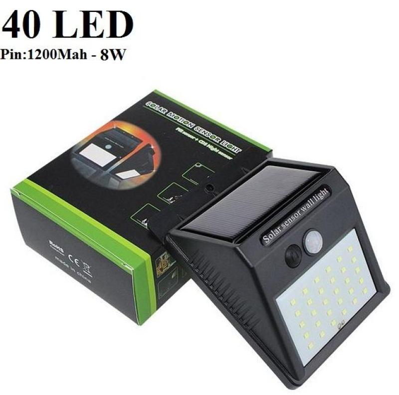 Đèn năng lượng mặt trời cảm biến hồng ngoại Solar 40LED pin sạc 1200Mah 8W chống nước độ bền cao (Đen)