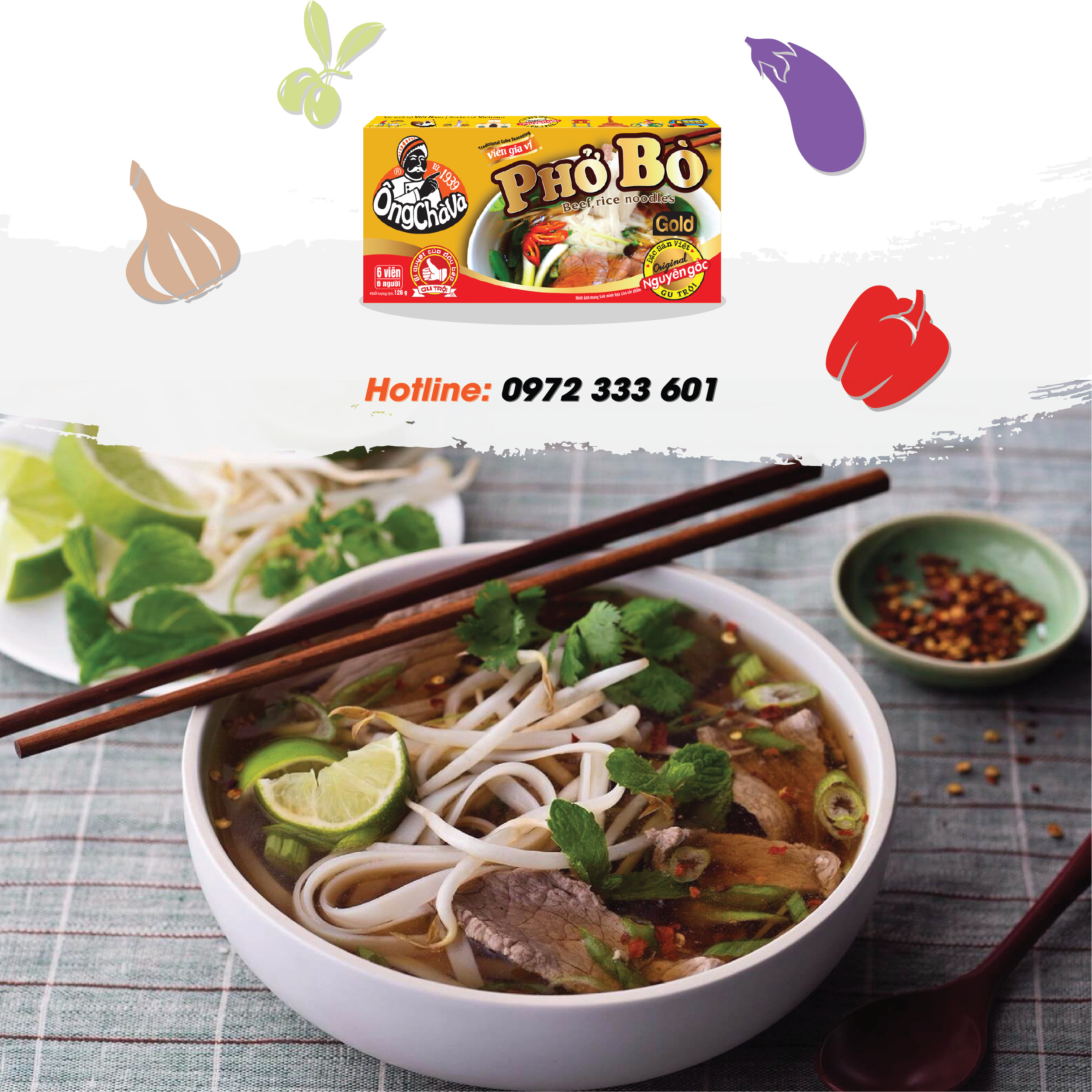 Combo 10 Hộp Viên Gia Vị Phở Bò Gold Ông Chà Và 126g