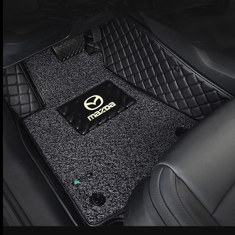Thảm lót sàn ô tô da pu kèm thảm rối chống bẩn cho Mazda 2