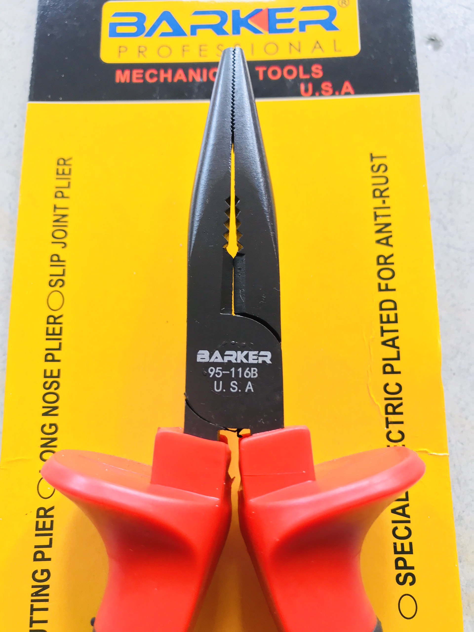 Kìm nhọn 6-1/2" đen đỏ BARKER 95-116B