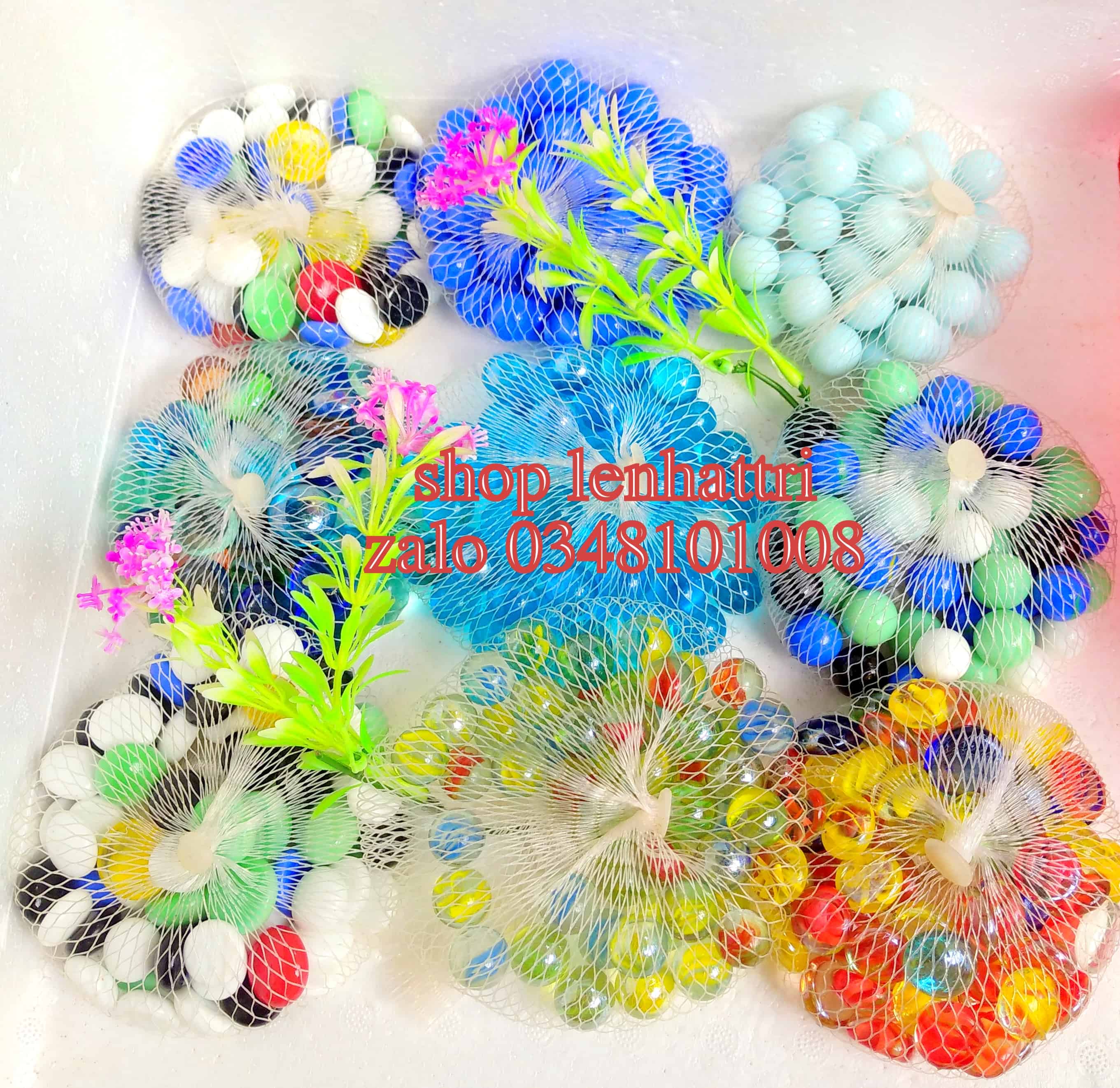 Sỏi thủy tinh nhiều màu 300g