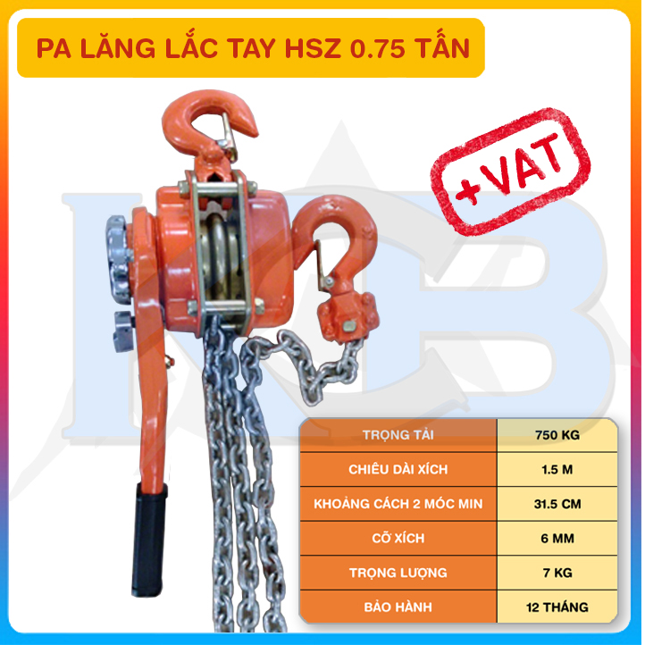 Palang lắc tay HSZ 0.75T x 1.5M KCB