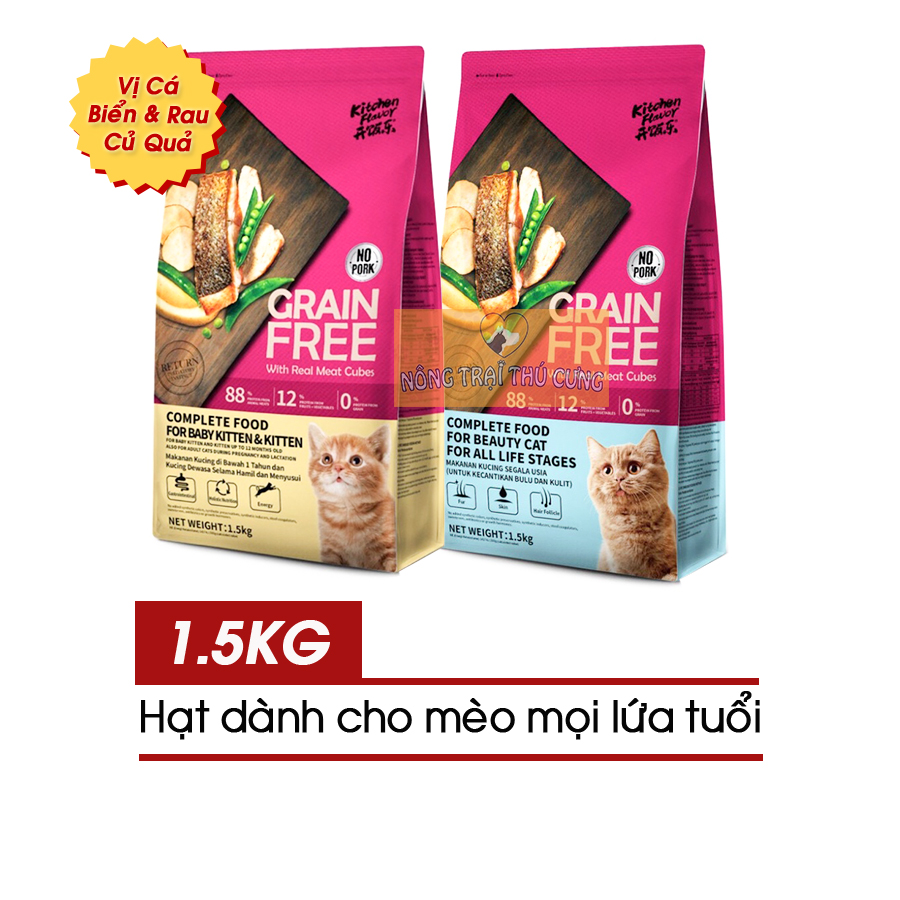 Thức Ăn Hạt Kitchen (Grain Free) Cho Mèo Mọi Lứa Tuổi - [Nông Trại Thú Cưng]