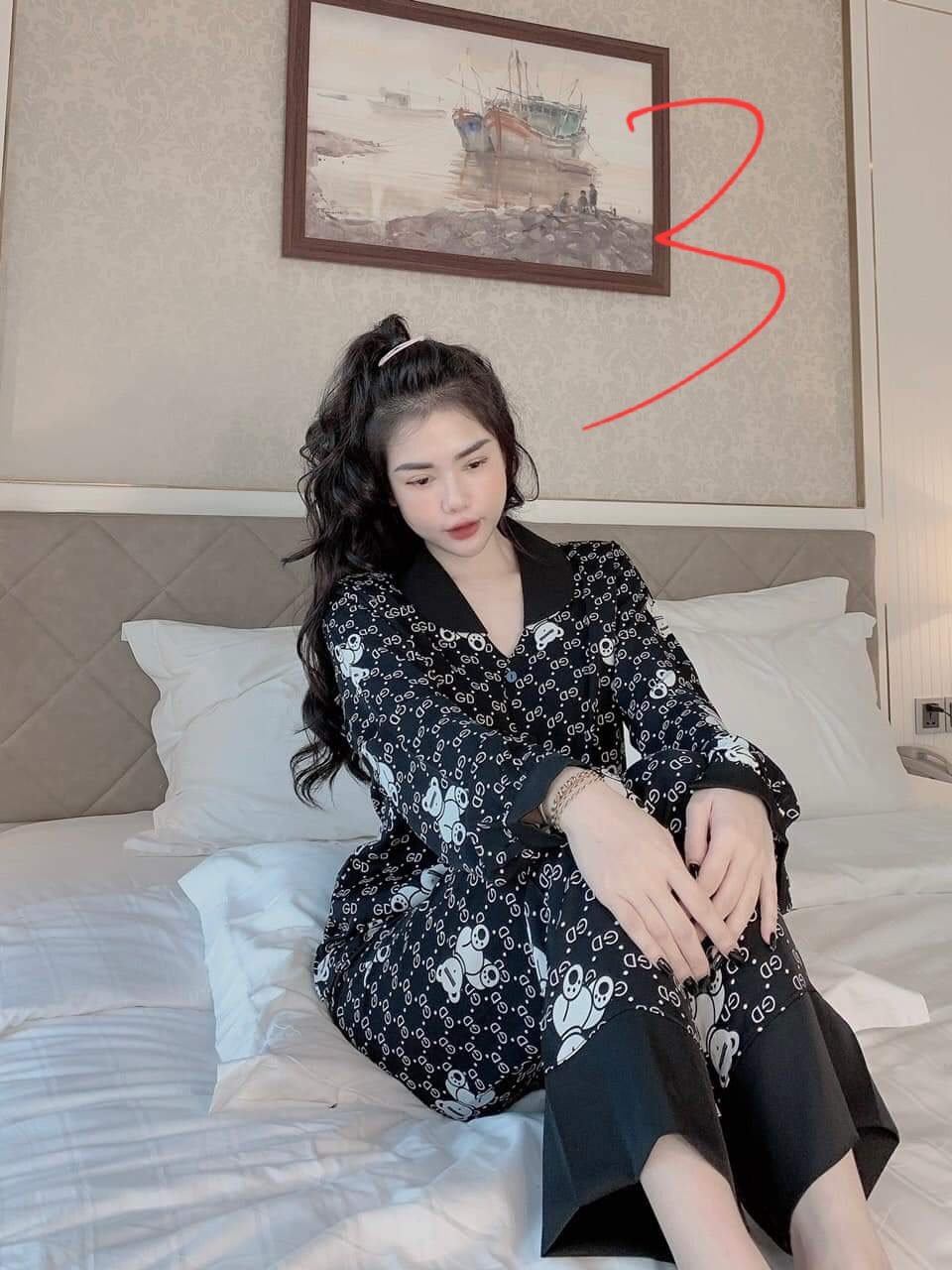 Bộ Lụa Cổ Sen Tay Dài , Đồ ngủ nữ pijama lụa mango mặc nhà dài tay lụa cao cấp dễ thương
