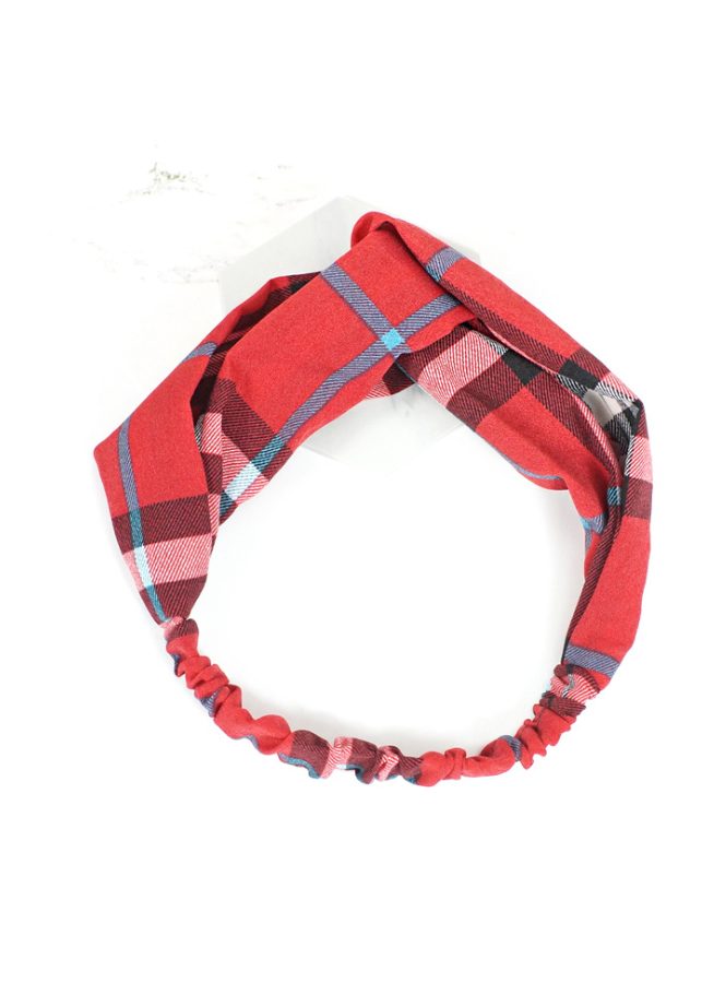 Băng đô turban vải không nhăn bản to kẻ basic