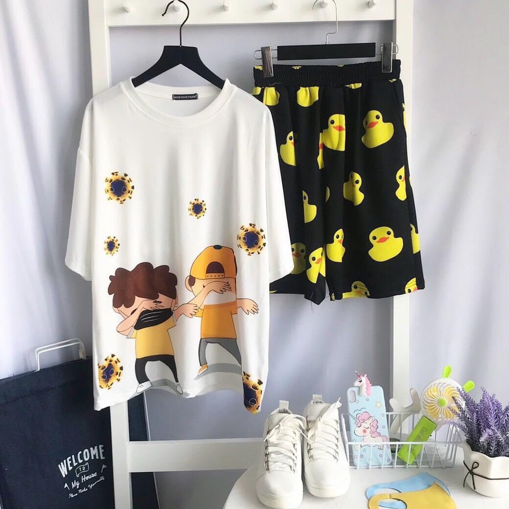 Sét bộ hoạt hình in hình tay che mặt thời thượng TTSLA0153