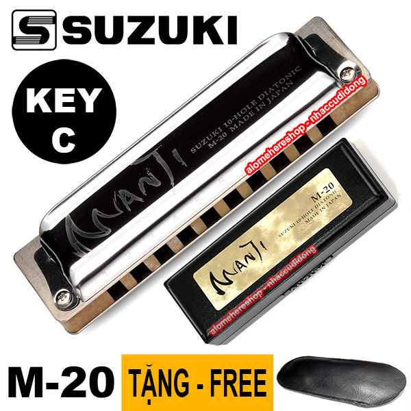 Kèn harmonica diatonic Suzuki Manji M-20 key C (Bạc)