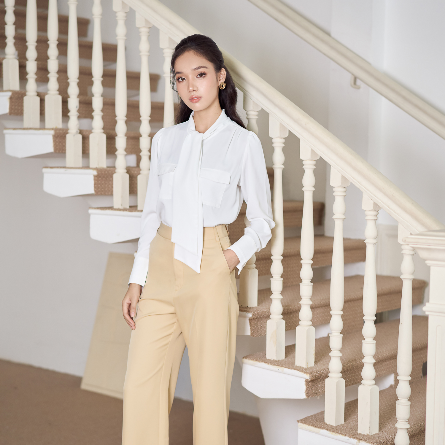 Quần dài ống đứng cotton lạnh Maybi