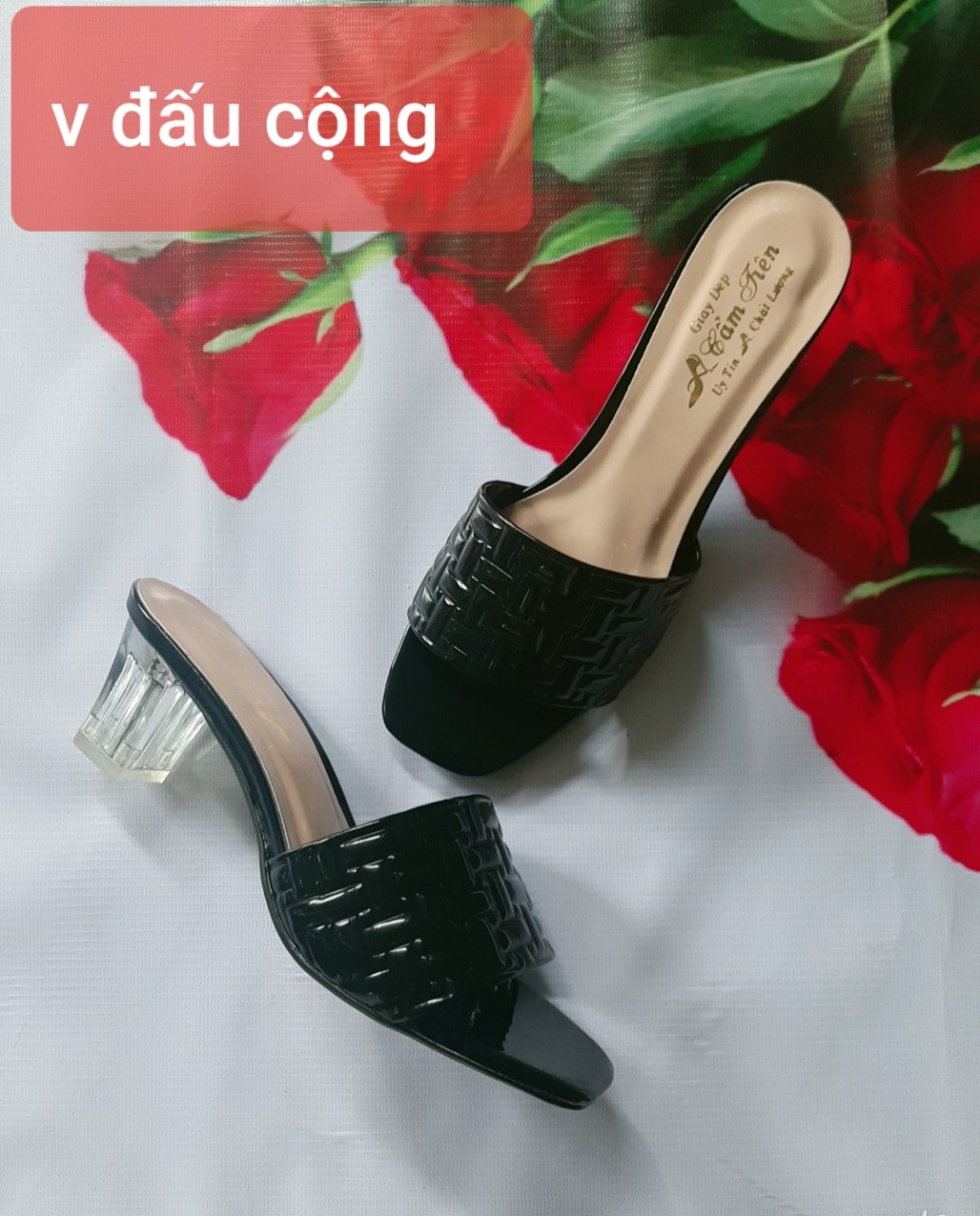 Ảnh thật dép nữ quai ngang gót trong 5 phân size 33, 34 đến 40, 41, 42, 43, 44