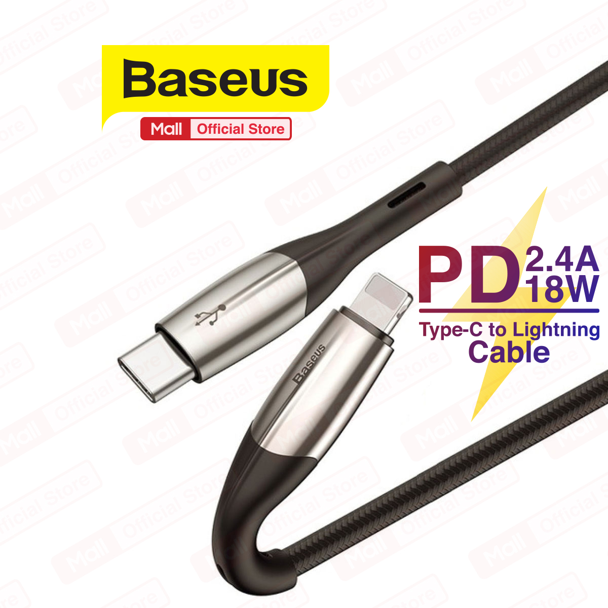 Cáp sạc nhanh Baseus Horizontal PD Flash Charge Type-C to Lightninghỗ trợ truyền dữ liệu sạc nhanh 2.4A dài 50cm dành cho iPhone iPad