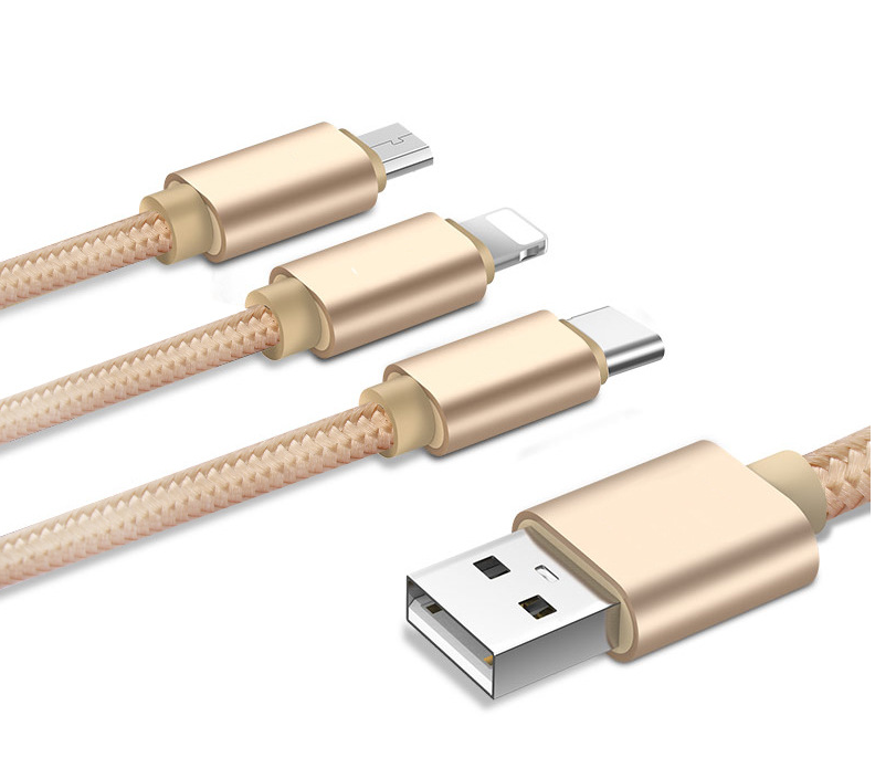 Cáp sạc dây dù đa năng 3 đầu Lightning - Type C - Micro USB mẫu 1