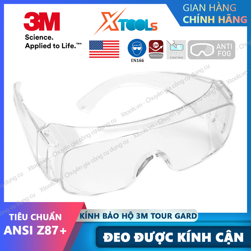 Giá bán Kính bảo hộ chống hóa chất 3M Tour-Guard V Mắt kính chống bụi, chống tia UV, chống đọng sương, đeo được cùng kính cận [XTOOLs][XSAFE]