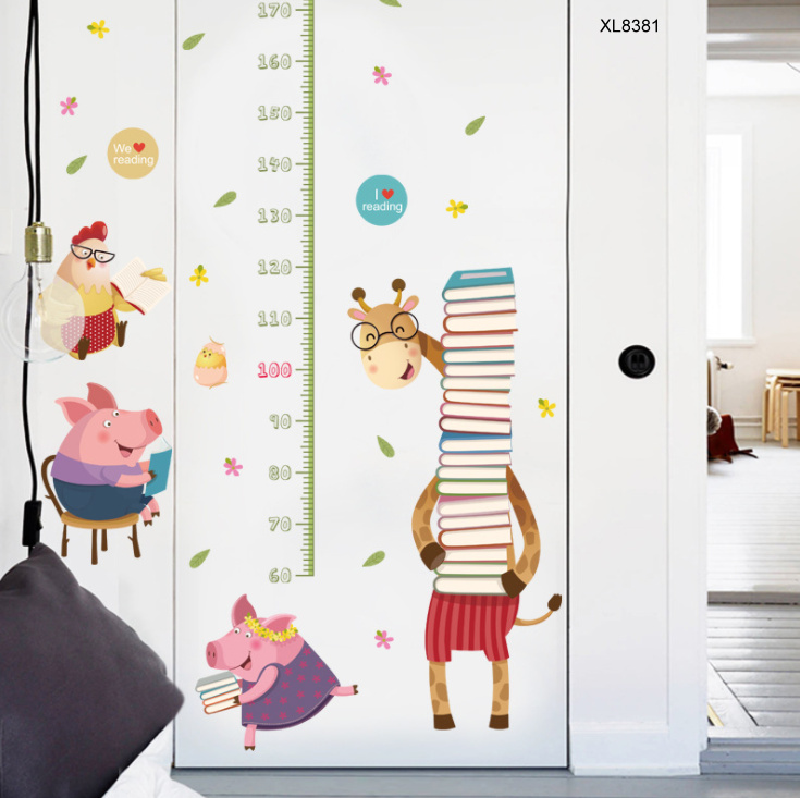 [HCM]Decal đo chiều cao cho bé hươu và heo peppa