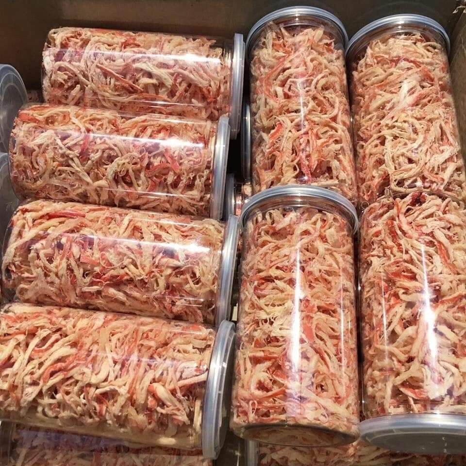 Hủ 300gr mực hấp dừa sợi siêu ngon
