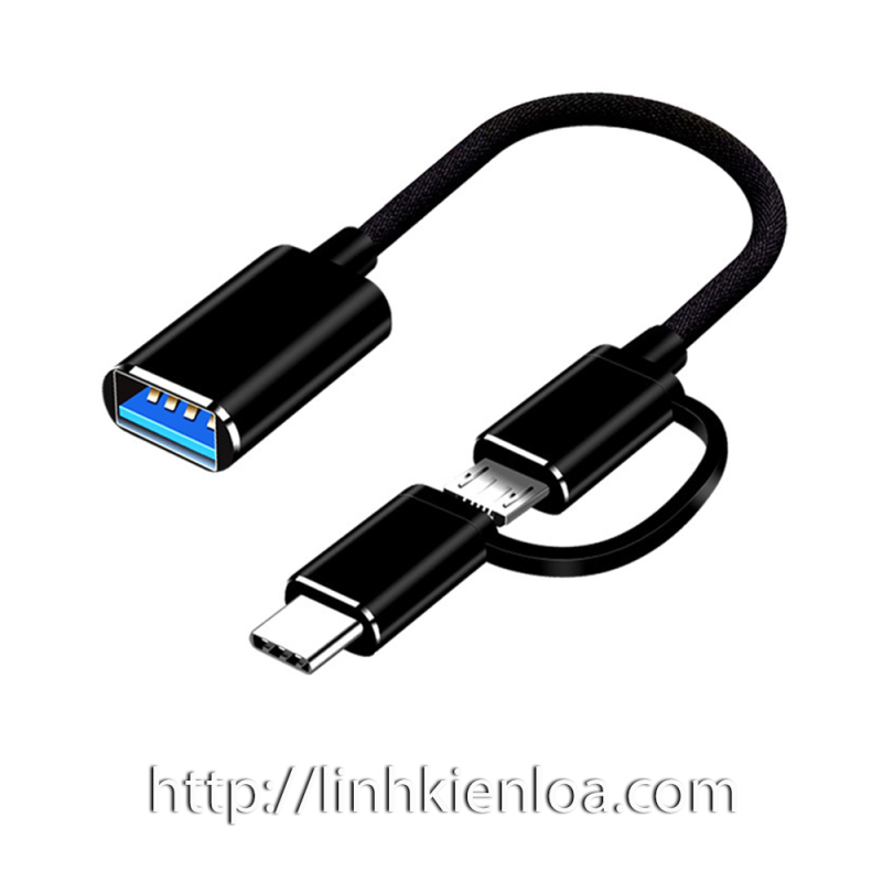 Cáp chuyển OTG - Chuyển từ cổng USB Type-C + Micro USB ra USB 3.0