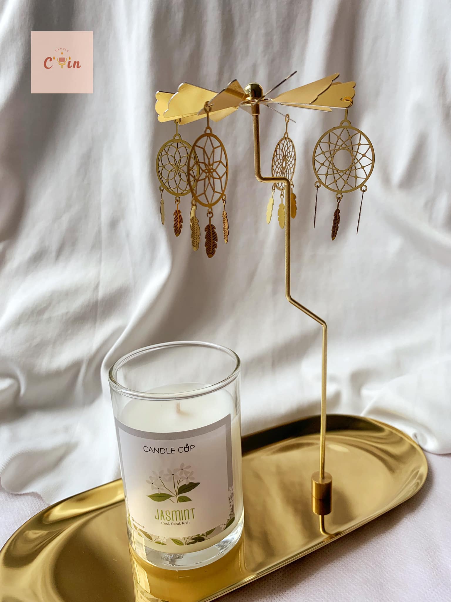 Charm Chong chóng xoay phong cách vintage boho màu Bạc Vàng - Phụ kiện nến thơm trang trí nến và nhà cửa