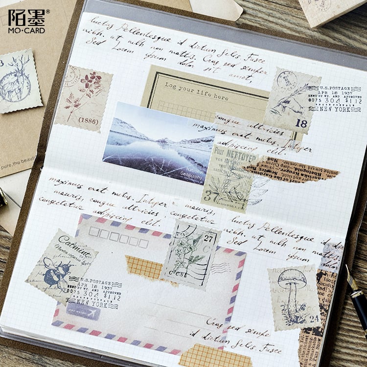 Sticker tem vintage trang trí sổ tay, planner, scrapbook, .. [ 126 ]