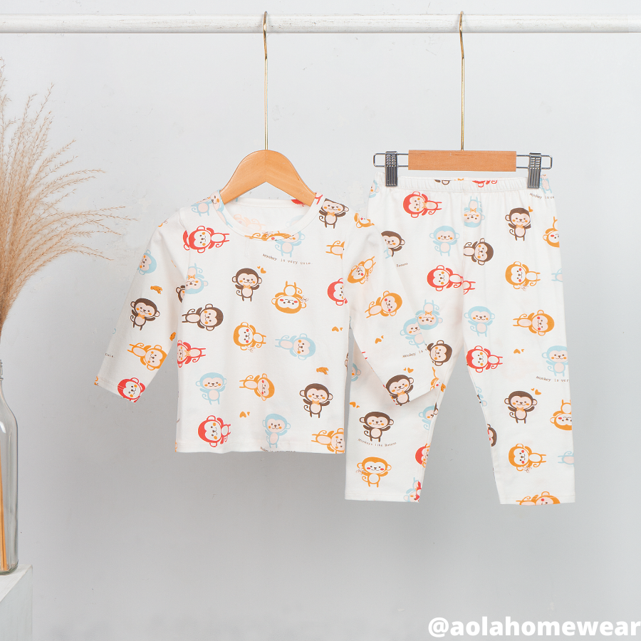 Set long sleeve baby boys T-shirts Cotton leaf homewear A026, Sleep Set baby boys