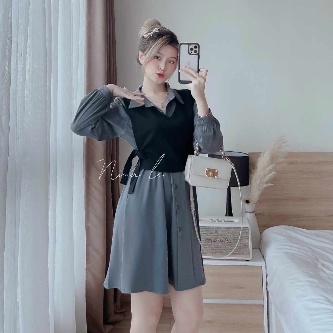 Sét áo sơ mi kèm áo ngoài thời trang cao cấp.