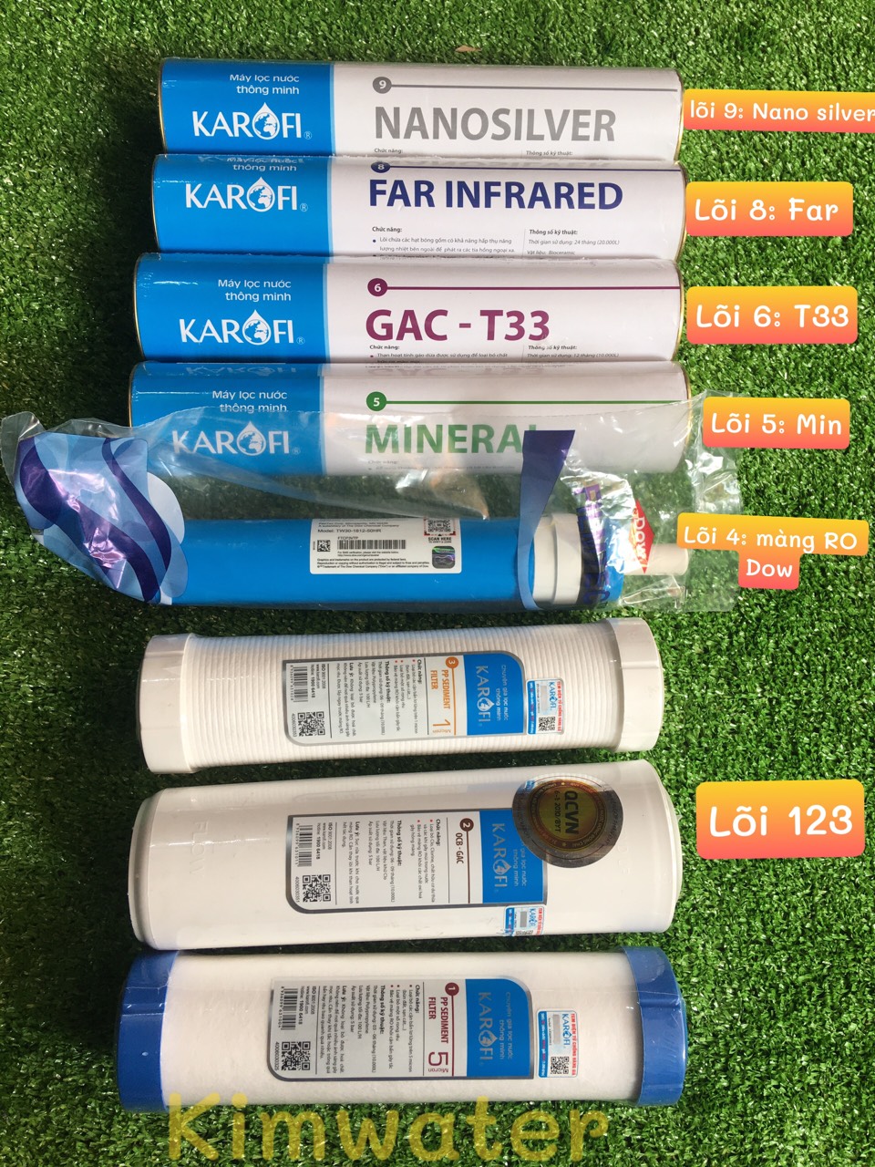(HCM) Bộ 8 Iõi lọc nước karofi (lõi 123  lõi 4 Lõi 5 lõi 6 Lõi 8 Lõi 9)