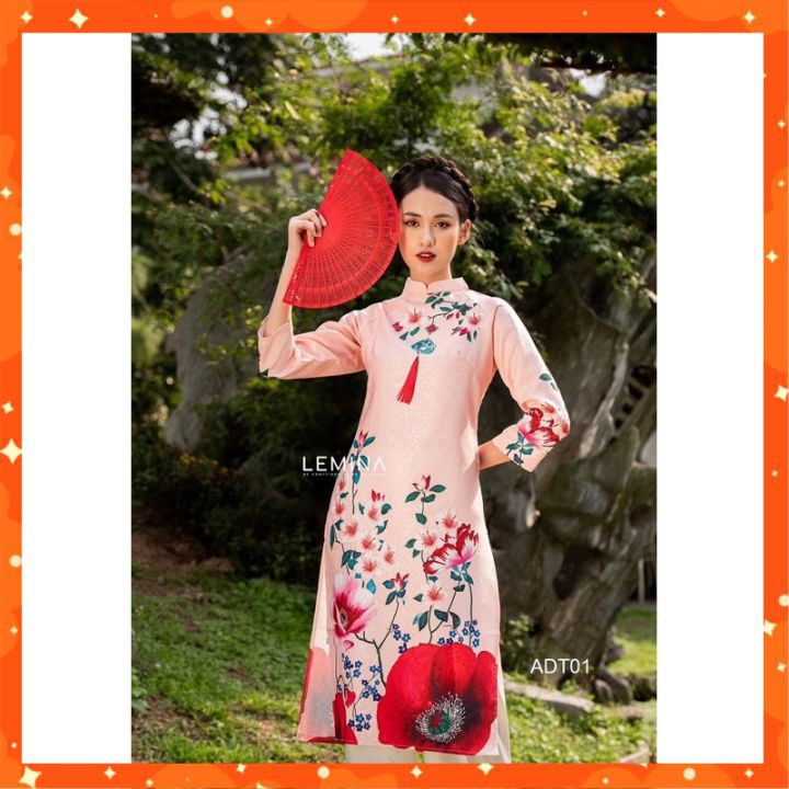Áo Dài Truyền Thống Hồng Phấn Màu Siêu Đẹp - Xinh Lắm Nha