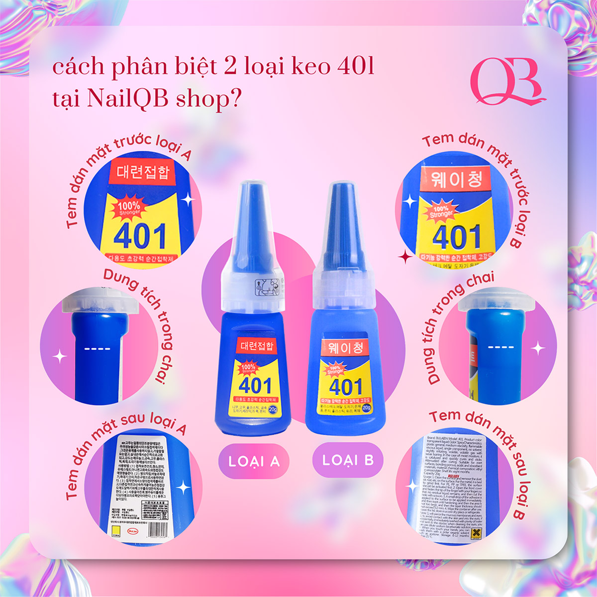 Keo 401 - keo dán móng keo đính đá Hàn Quốc 20g (keo lỏng)