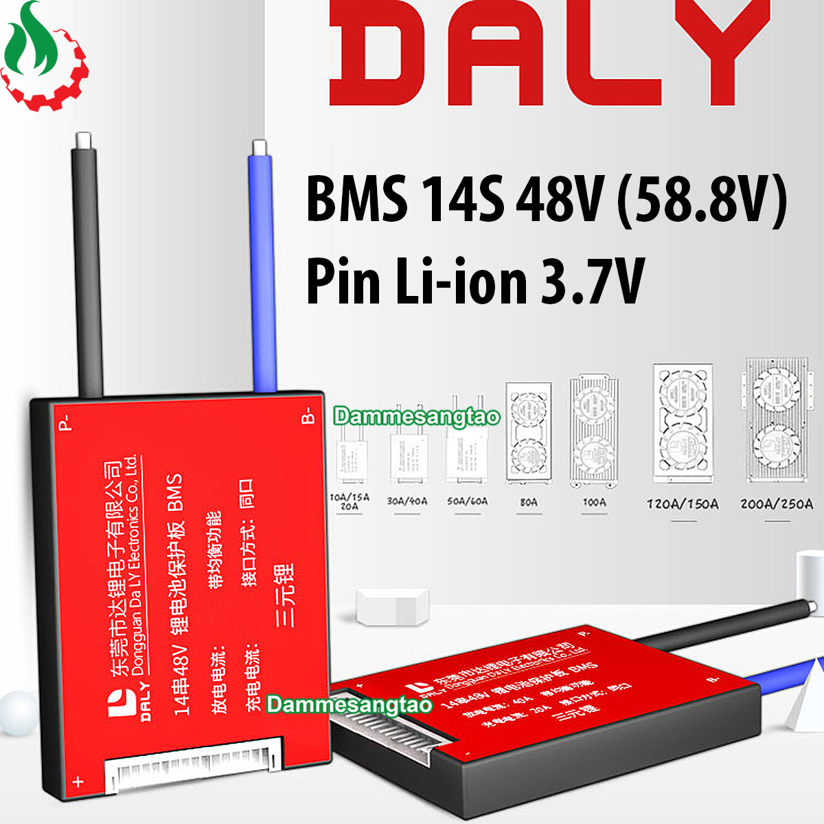 Mạch 14S 48V (58.8V) Daly bảo vệ pin Li-ion 3.7V xe điện