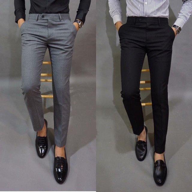 Combo 2sp:1 Quần Âu Xám Đậm Và 1 Quần Âu Đen Dáng Hàn Quốc