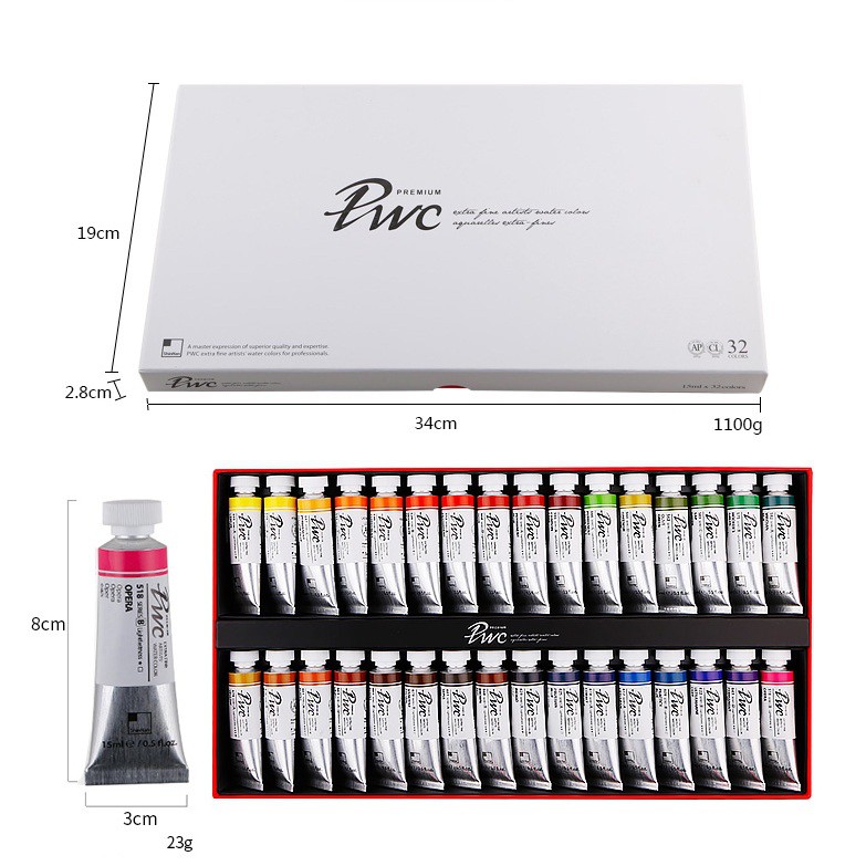 Màu nước ShinHan PWC Extra Fine - Bộ 24/32/33 tuýp 15ml