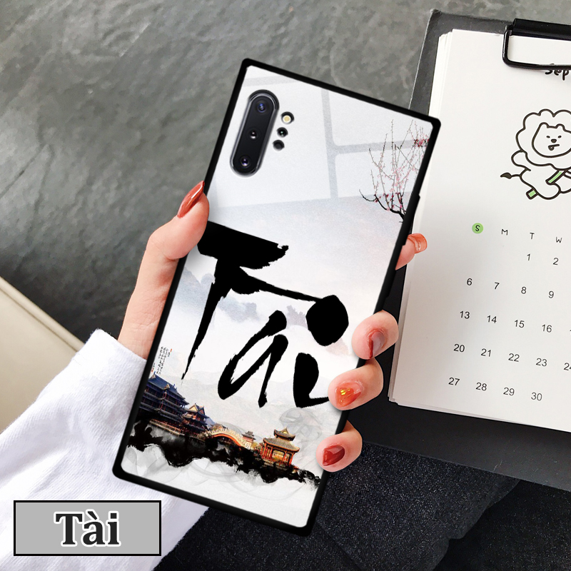 Ốp lưng kính 3D Samsung Galaxy Note 10 Plus in chữ thư pháp ý nghĩa