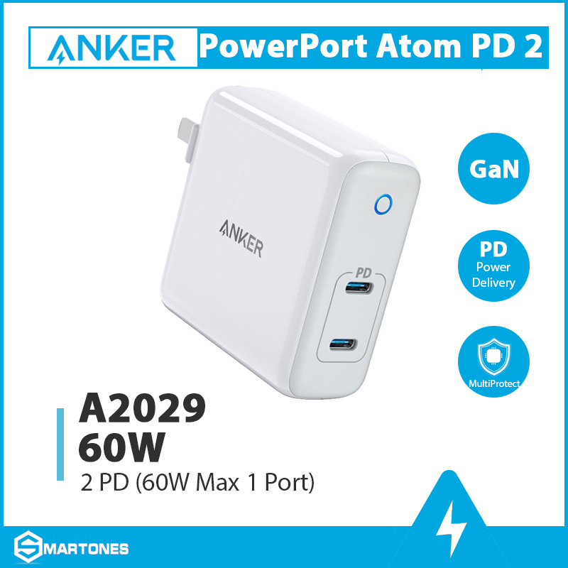 Sạc Anker PowerPort Atom PD 2 [GaN Tech] 60W (2 PD) - A2029