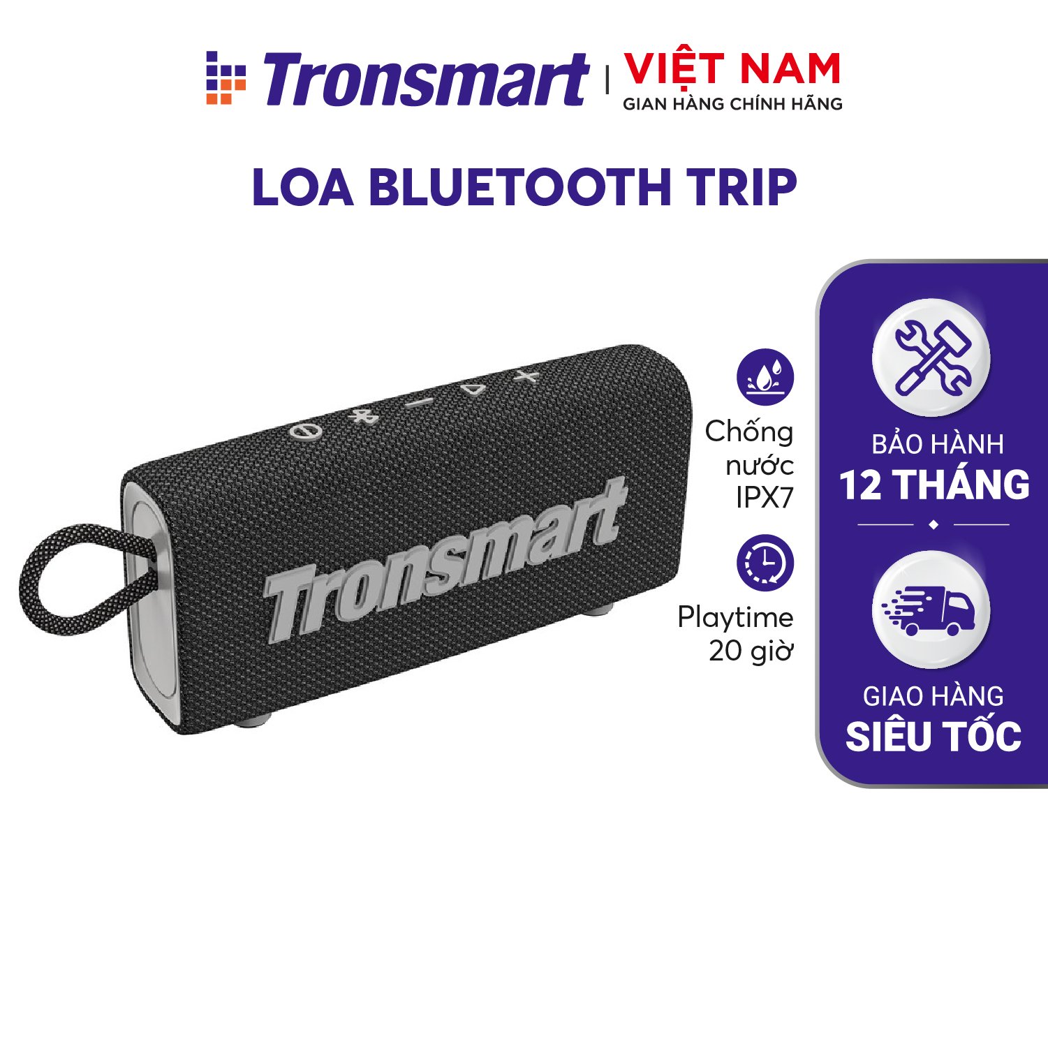 Loa Bluetooth Tronsmart Trip Chống nước IPX7 Thời lượng pin 20 giờ