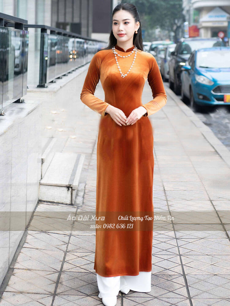 Áo dài nhung truyền thống nữ hl12