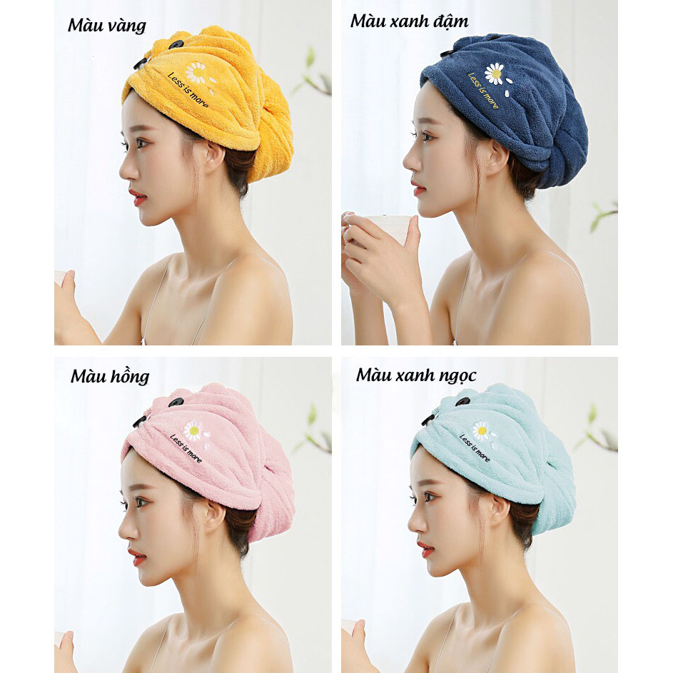 APPA STORE Khăn Mũ Quấn Tóc Khô Siêu Tốc Hình Hoa Cúc