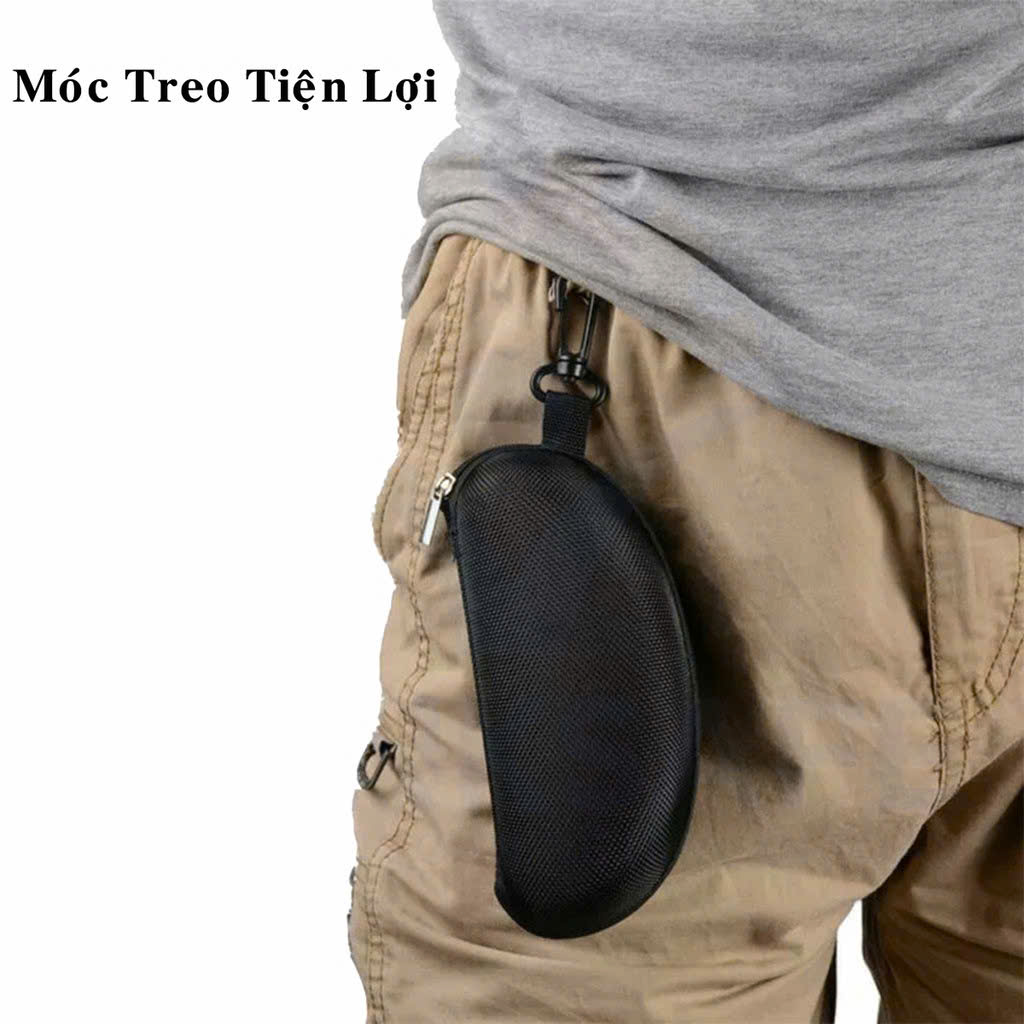 Hộp Đựng Kính Thể Thao Cao Cấp - Bao Vải Dây Kéo Đựng Mắt Kính Có Móc Treo Để Vừa Kính Bảo Hộ Size Lớn Nhất