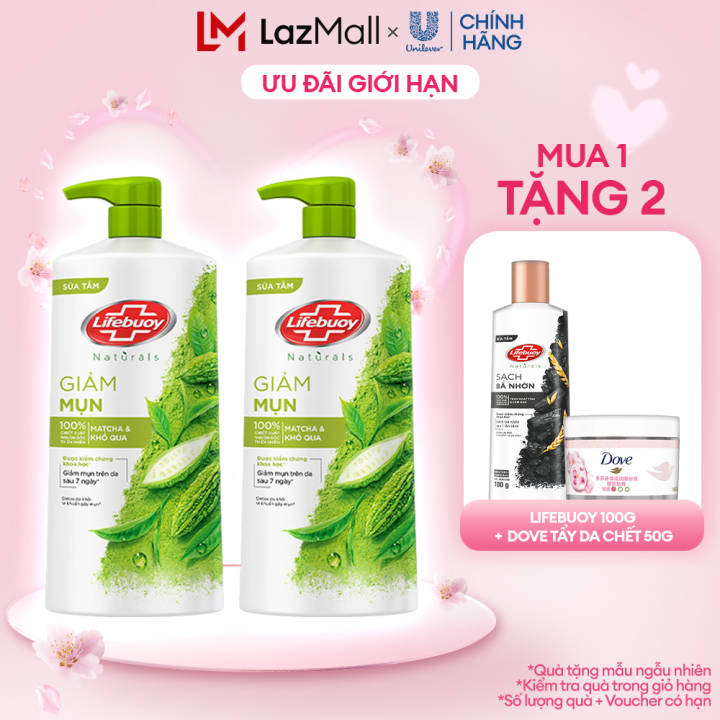 Combo 2 Sữa tắm Lifebuoy Detox và Bảo vệ khỏi vi khuẩn 800g/Chai