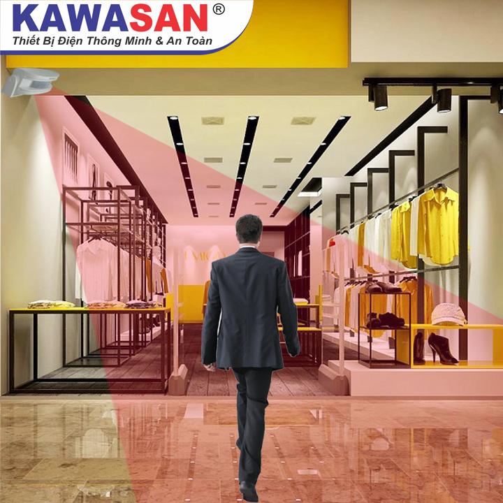 Chuông báo khách không dây, đầu cảm ứng phát hiện chuyển động 4-6m dùng Pin, chuông không dây dùng điện 220V, khoảng cách từ đầu cảm ứng đến chuông xa 10-30m, Kawasan i287A