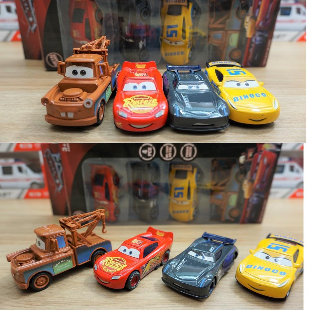 Xe ô tô mô hình nhân vật Mcqueen Bộ sản phẩm gồm 4 chiếc khác nhau xe bằng sắt chạy cót