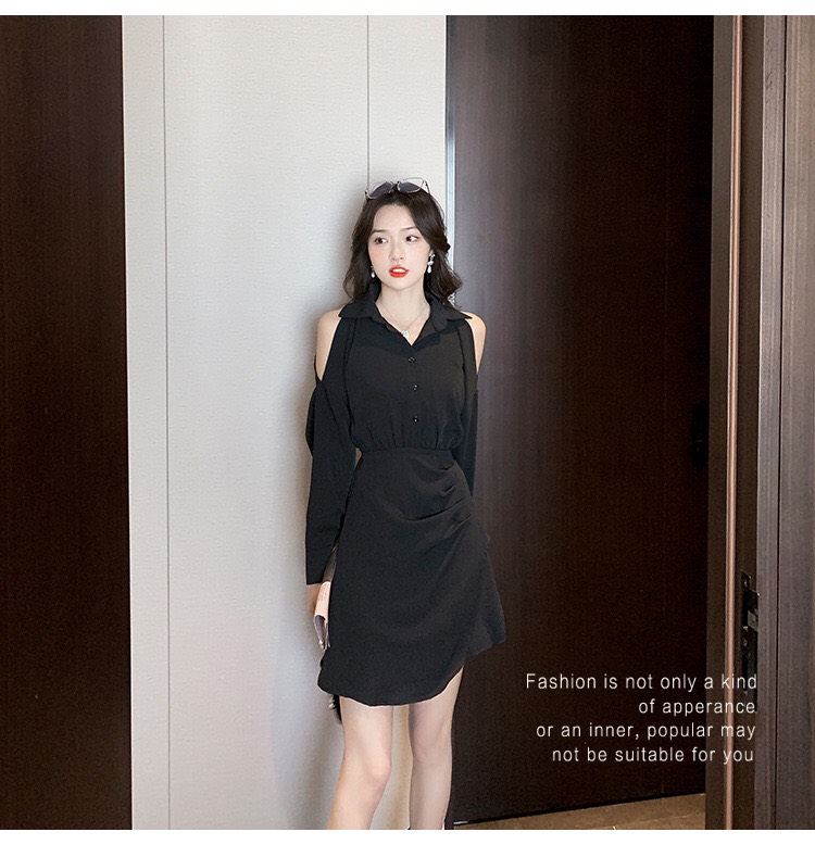 ĐẦM SƠ MI TAY DÀI CUT OUT - HK1601