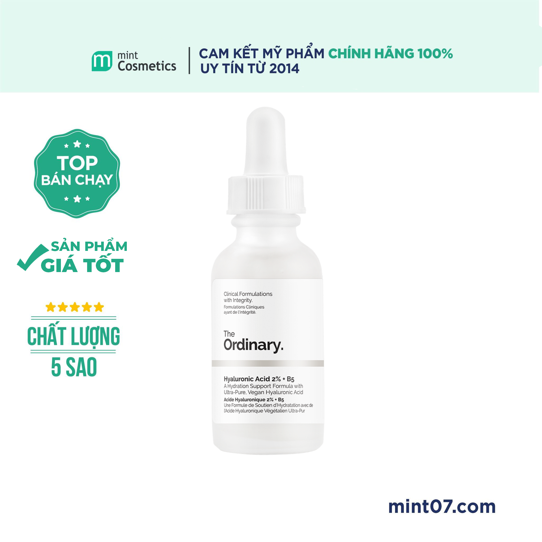 Serum cấp nước và hồi phục da The Ordinary Hyaluronic Acid 2% + B5