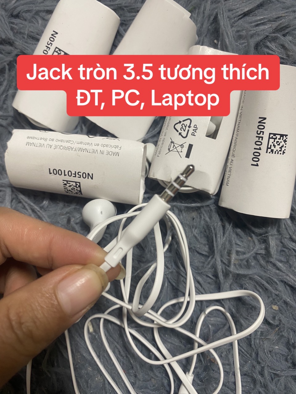 tai nghe Vsmart aris có dây zin bóc máy, tai nghe có dây jack tròn 3.5mm BH 12 tháng
