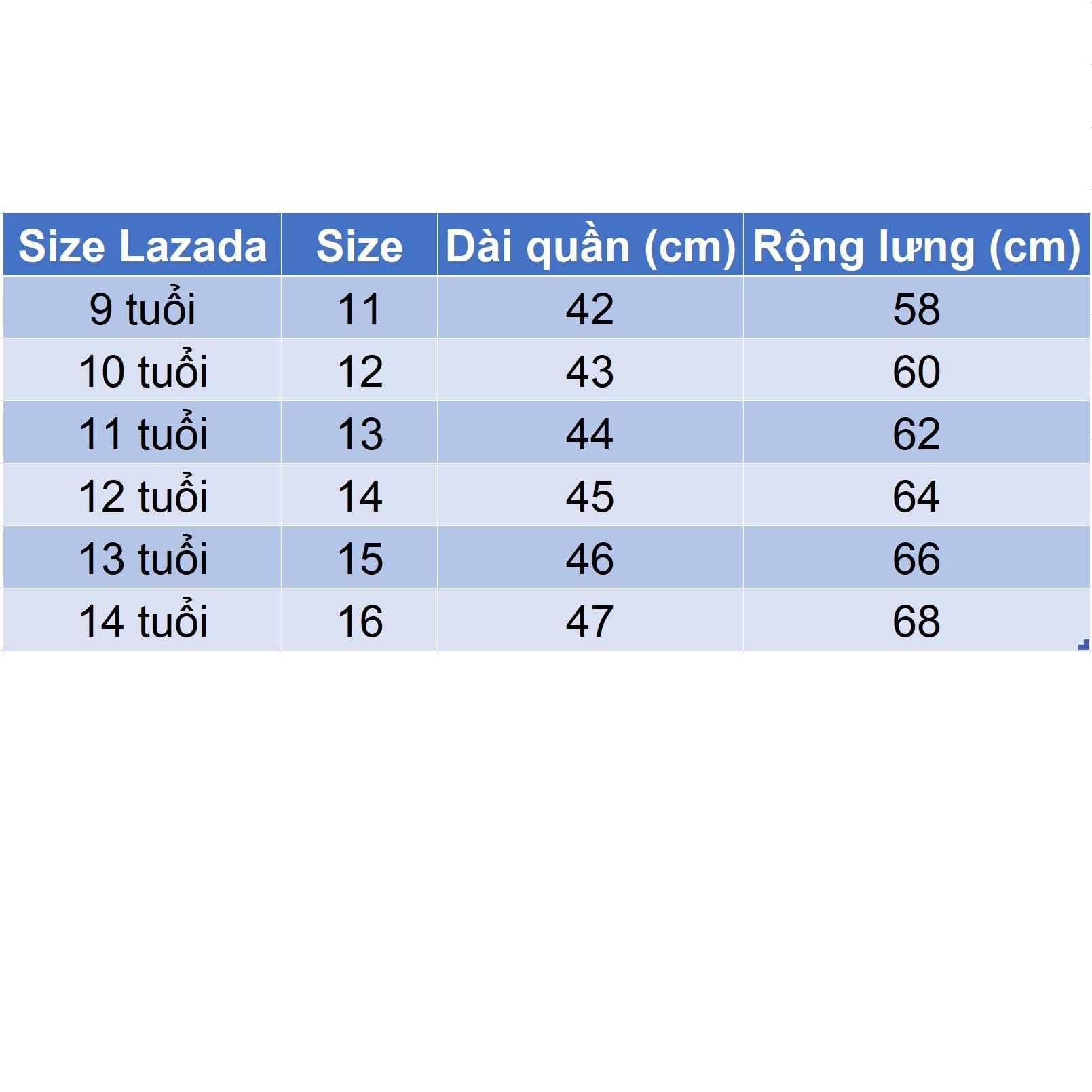 Quần jean thun lửng cho bé gái size đại