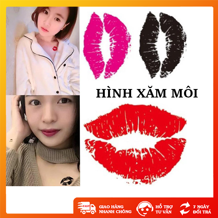 Hình xăm môi hình dán nụ hôn mini siêu đẹp - OT0099