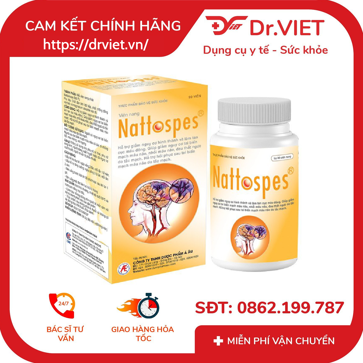 Oral tablets nattospes box 90 tablets -prevent đột stroke, ear cerebrovascular, thrombus, myocardial infarction