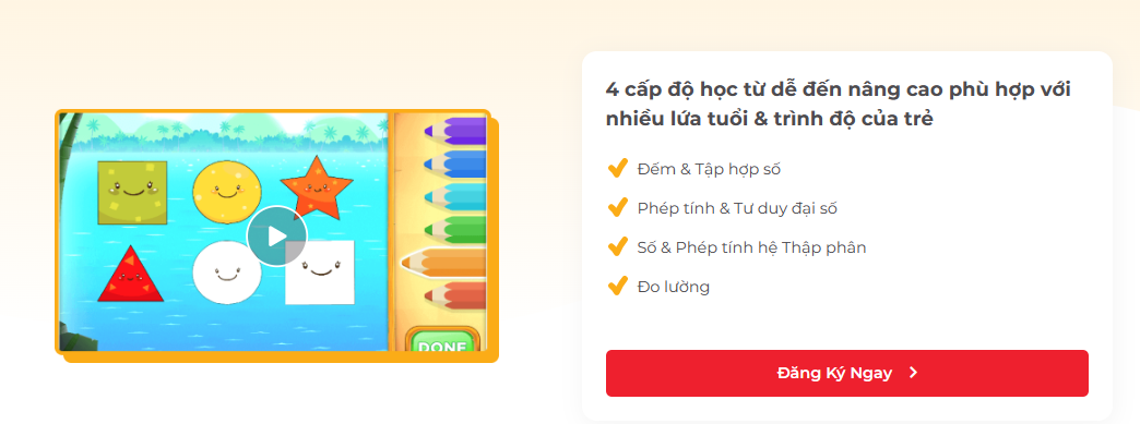 Monkey Math (Trọn đời,1 năm) - Toán tiếng Anh cho trẻ