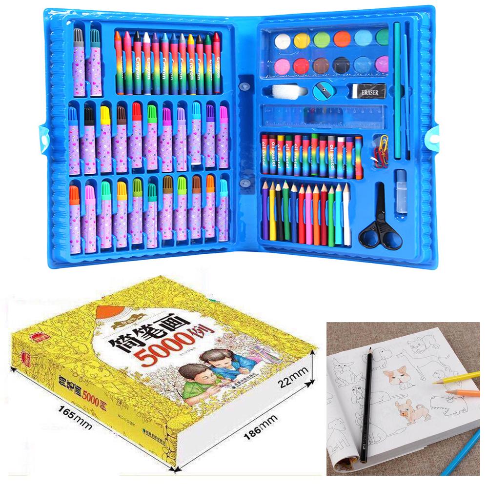 Combo dành cho bé bộ hộp màu 86 món + tập tô màu 5000 hình vẽ +12 bút chì màu