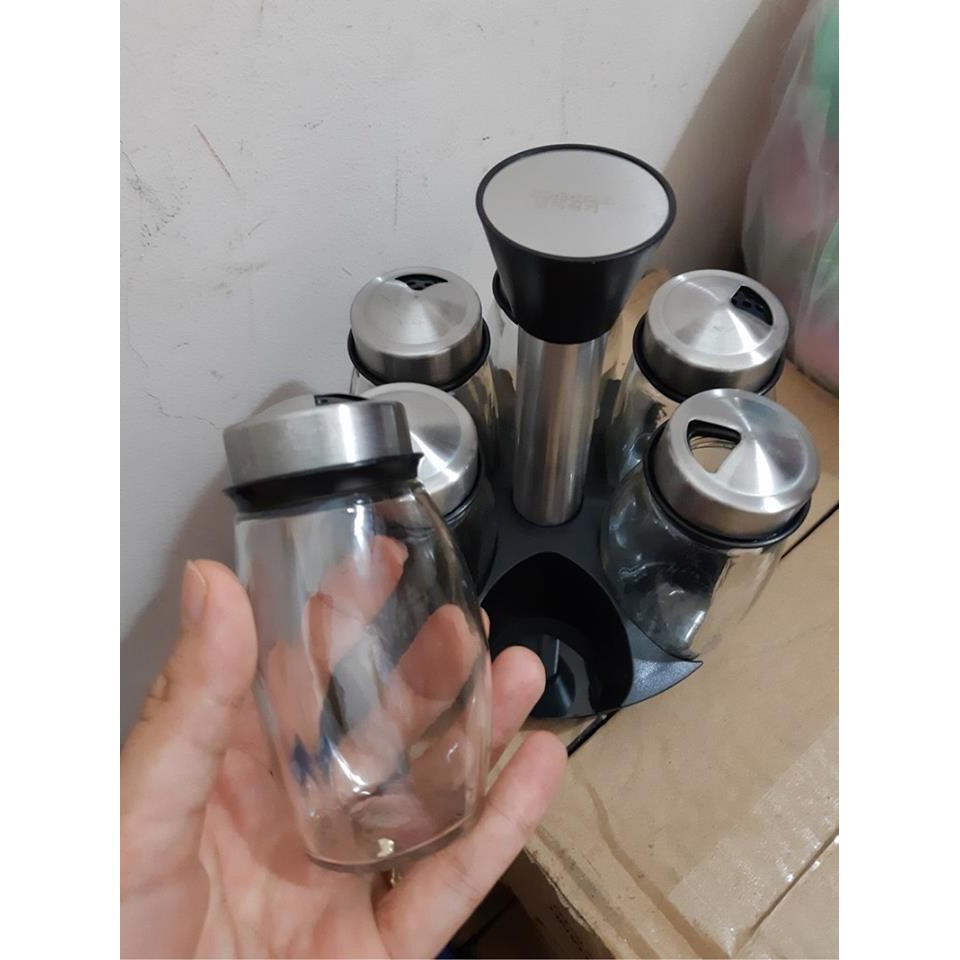 Bộ 6 lọ đựng gia vị thủy tinh